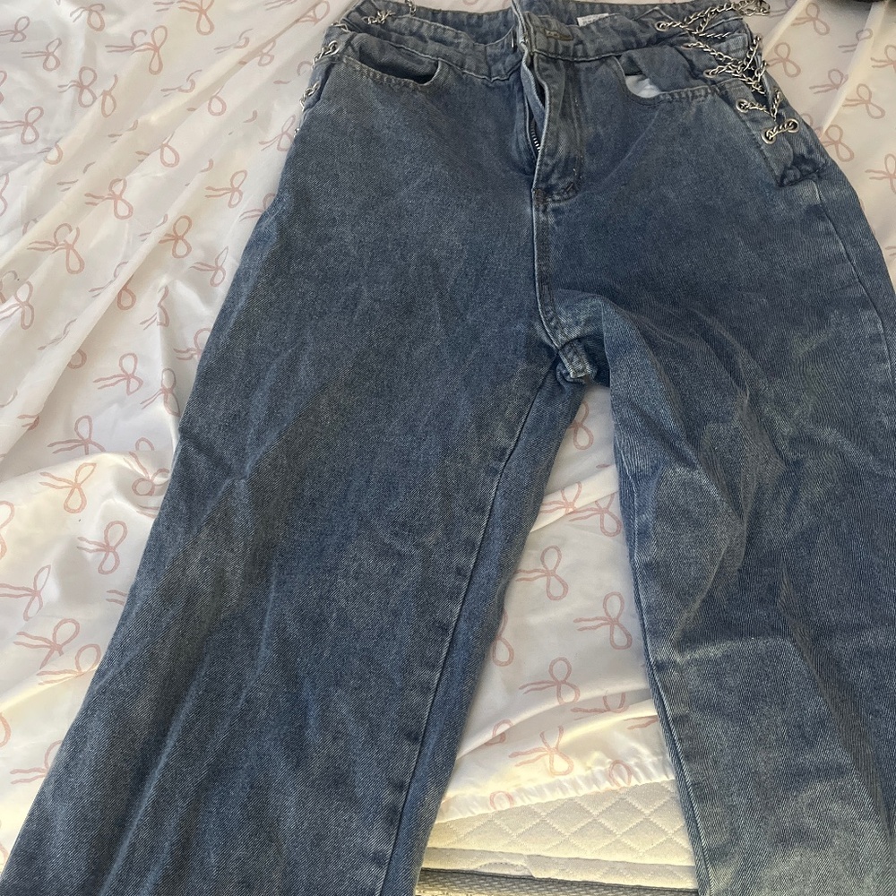 cute chain demin jeans